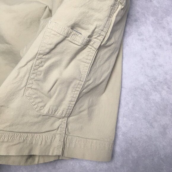 Columbia Mens Tech Shorts size 34 W x 10 L Canvas Cotton Stretch Cream Beige - Picture 13 of 13